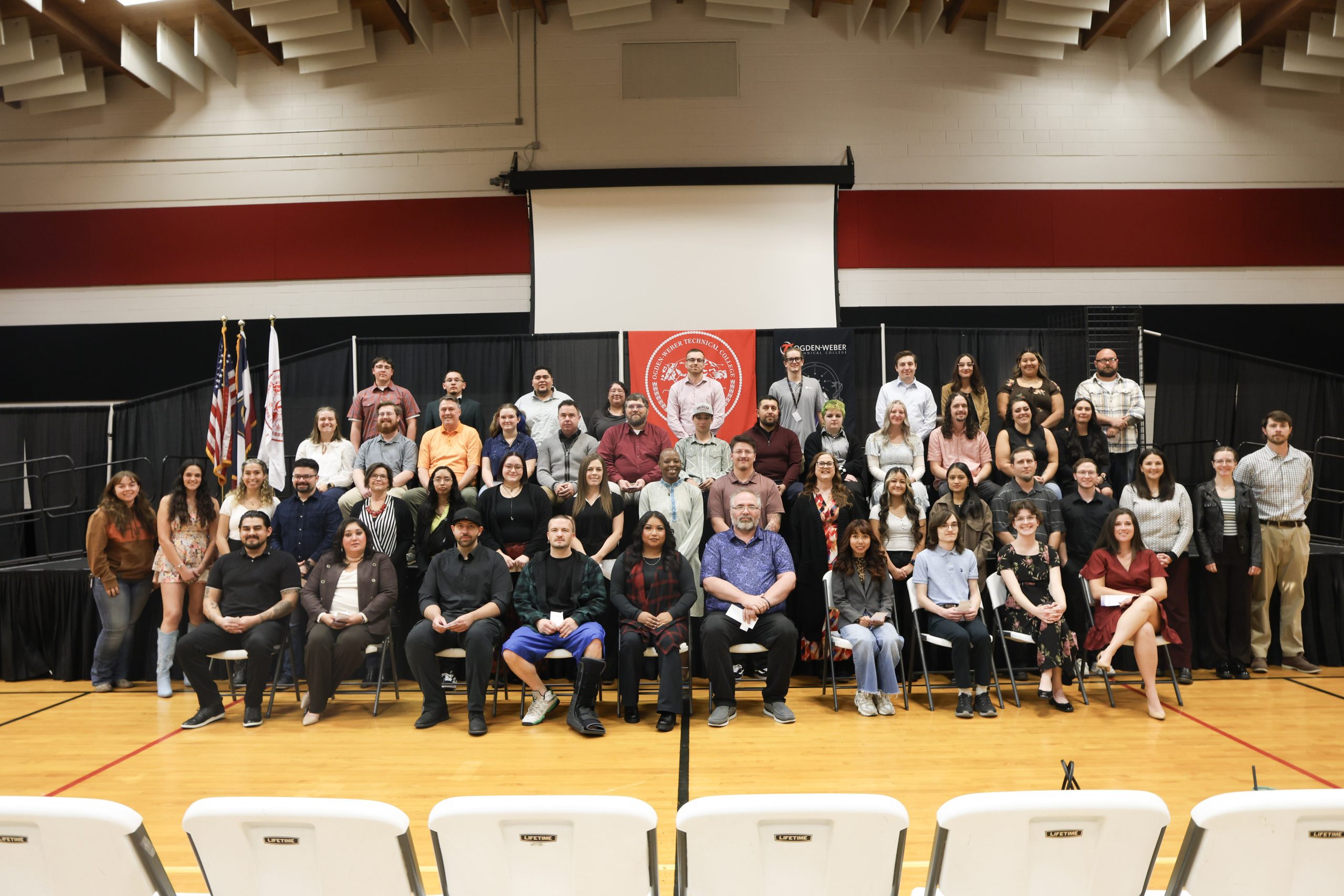 OTECH students being inducted into National Technical Honor Society are lined up for a group picture.